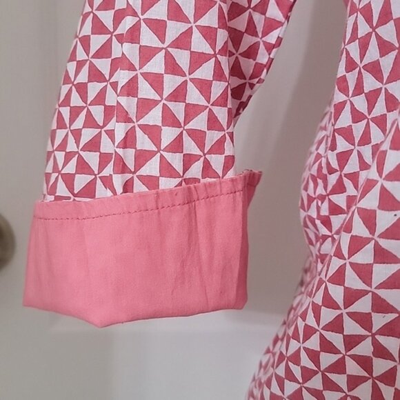 Roberta Roller Rabbit Size XS Brick Red & White Geometric Pattern Blouse - Picture 13 of 13